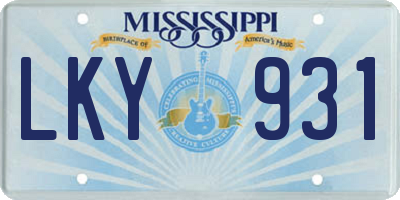 MS license plate LKY931