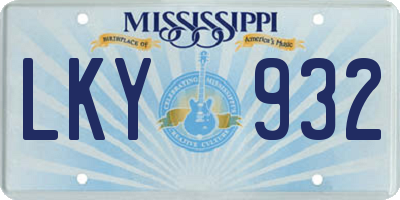 MS license plate LKY932