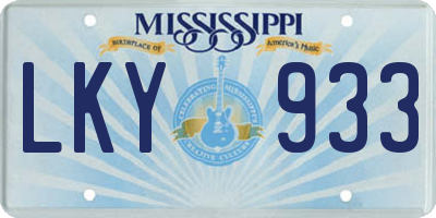 MS license plate LKY933