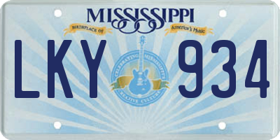 MS license plate LKY934