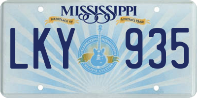 MS license plate LKY935