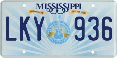 MS license plate LKY936