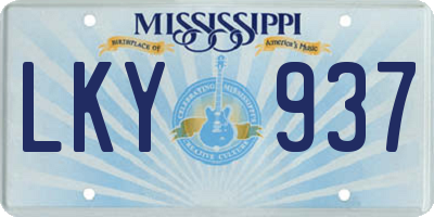MS license plate LKY937