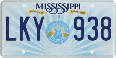 MS license plate LKY938