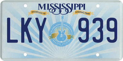 MS license plate LKY939