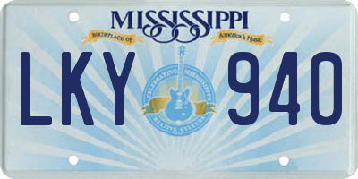 MS license plate LKY940