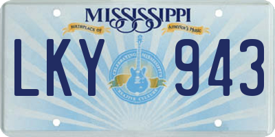 MS license plate LKY943
