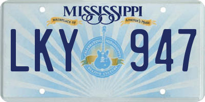 MS license plate LKY947