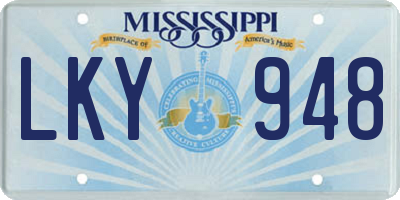 MS license plate LKY948
