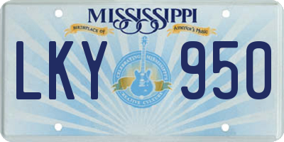 MS license plate LKY950