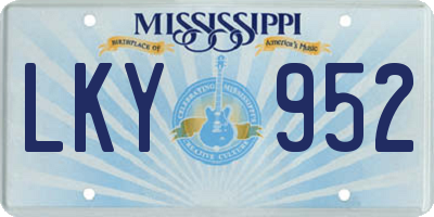 MS license plate LKY952
