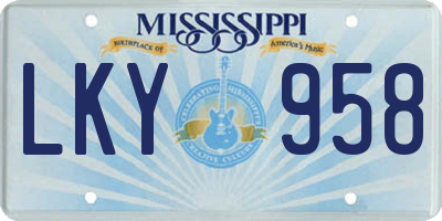MS license plate LKY958
