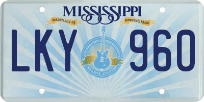 MS license plate LKY960