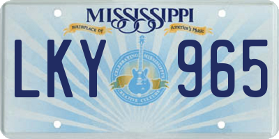 MS license plate LKY965