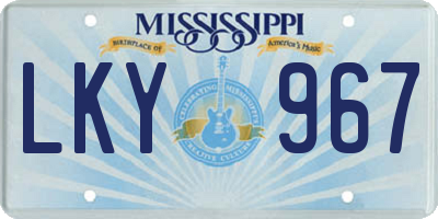 MS license plate LKY967