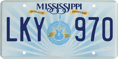 MS license plate LKY970