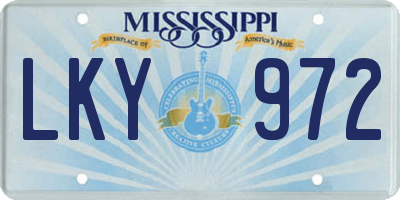 MS license plate LKY972