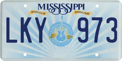 MS license plate LKY973