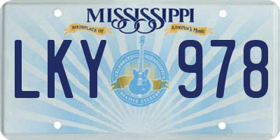 MS license plate LKY978