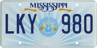 MS license plate LKY980