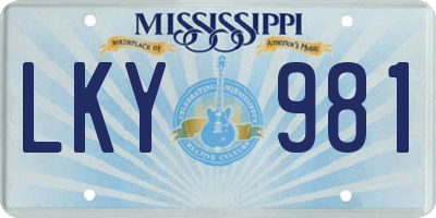MS license plate LKY981