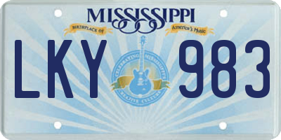 MS license plate LKY983