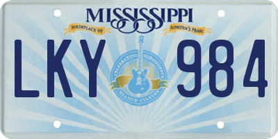 MS license plate LKY984