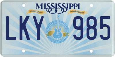 MS license plate LKY985
