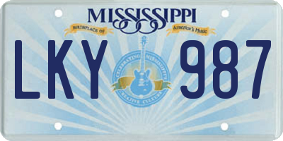 MS license plate LKY987