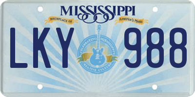 MS license plate LKY988