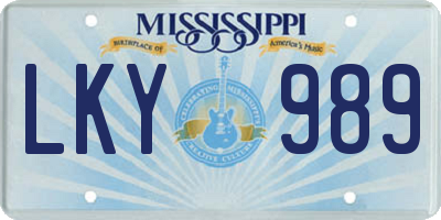 MS license plate LKY989
