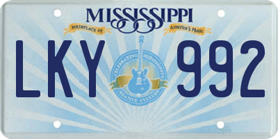 MS license plate LKY992