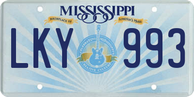 MS license plate LKY993