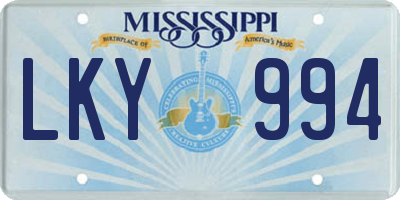 MS license plate LKY994