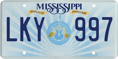 MS license plate LKY997