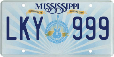 MS license plate LKY999