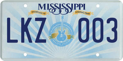 MS license plate LKZ003