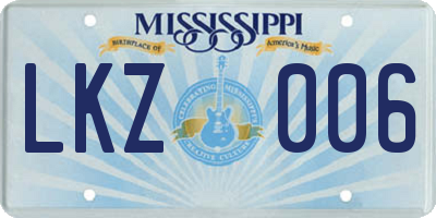MS license plate LKZ006