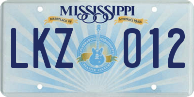 MS license plate LKZ012