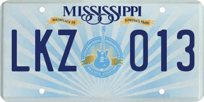 MS license plate LKZ013
