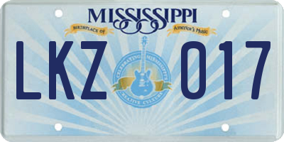 MS license plate LKZ017