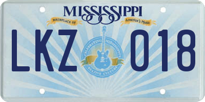 MS license plate LKZ018