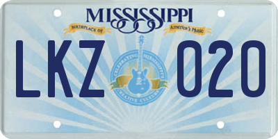 MS license plate LKZ020