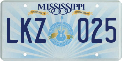 MS license plate LKZ025