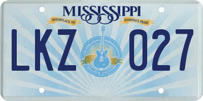 MS license plate LKZ027