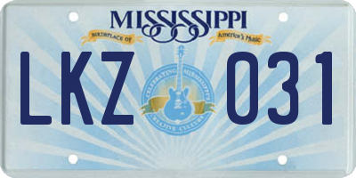 MS license plate LKZ031