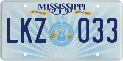 MS license plate LKZ033