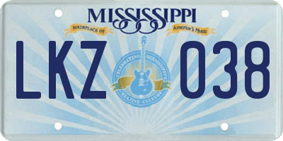 MS license plate LKZ038