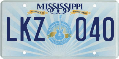 MS license plate LKZ040