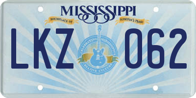 MS license plate LKZ062